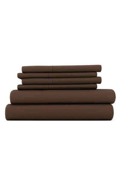 Shop Homespun Premium Ultra Soft 6 Piece Microfiber Solid Sheet Set In Chocolate