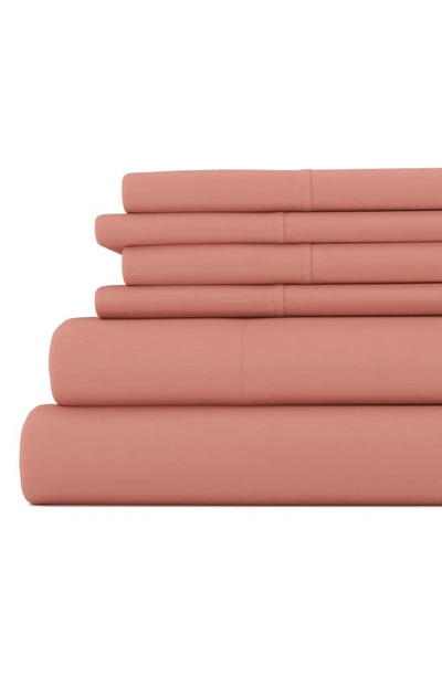 Homespun Premium Ultra Soft 6 Piece Microfiber Solid Sheet Set In Clay