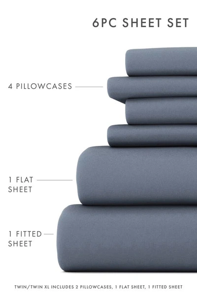 Homespun Premium Ultra Soft 6 Piece Microfiber Solid Sheet Set In Stone