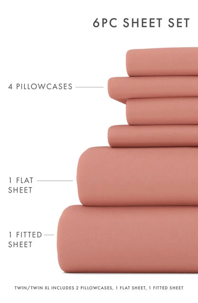 Homespun Premium Ultra Soft 6 Piece Microfiber Solid Sheet Set In Clay