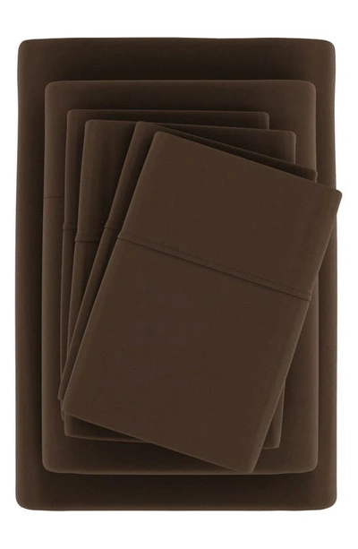 Homespun Premium Ultra Soft 6 Piece Microfiber Solid Sheet Set In Chocolate