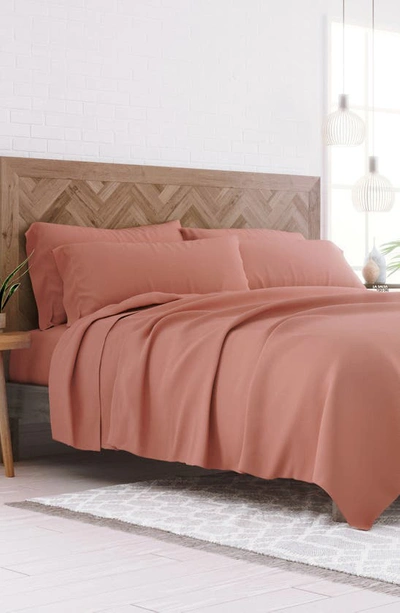 Homespun Premium Ultra Soft 6 Piece Microfiber Solid Sheet Set In Clay