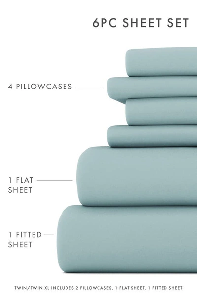 Homespun Premium Ultra Soft 6 Piece Microfiber Solid Sheet Set In Ocean