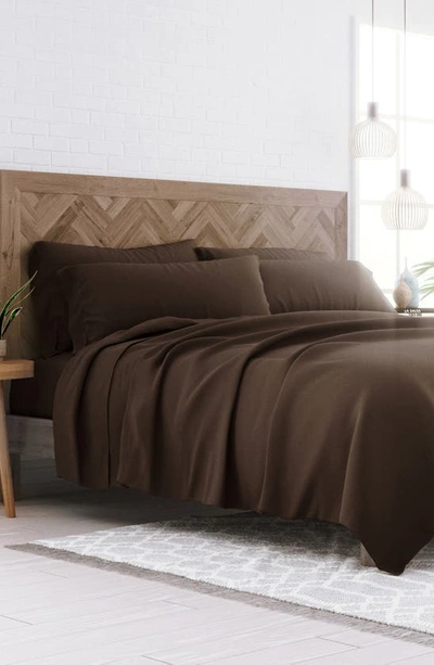 Shop Homespun Premium Ultra Soft 6 Piece Microfiber Solid Sheet Set In Chocolate