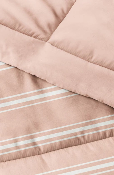 Shop Homespun Premium Ultra Soft Soft Stripe Reversible Down-alternative Comforter In Rose