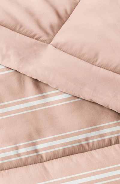 Homespun Premium Ultra Soft Soft Stripe Reversible Down-alternative Comforter In Rose