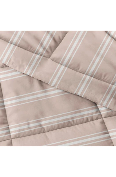Shop Homespun Premium Ultra Soft Soft Stripe Reversible Down-alternative Comforter In Rose