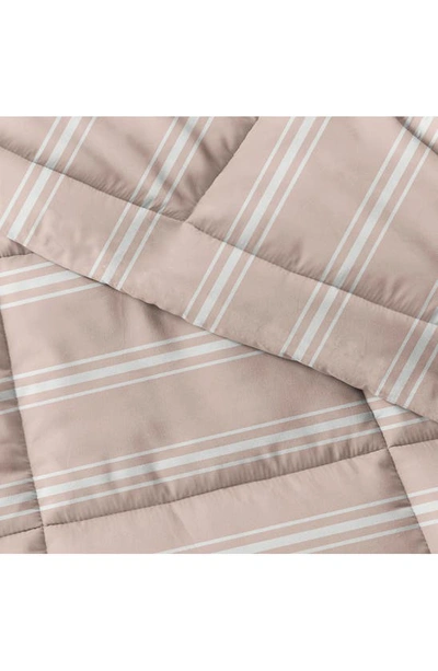 Homespun Premium Ultra Soft Soft Stripe Reversible Down-alternative Comforter In Rose