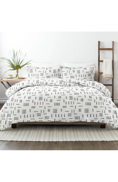 Homespun Premium Ultra Soft Geo Dash 3-piece Duvet Cover Set In Gray