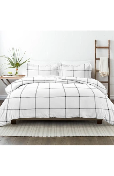 Shop Homespun Premium Ultra Soft Grid 3-piece Duvet Cover Set In Gray