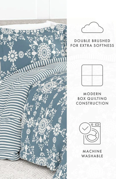 Homespun Premium Ultra Soft Daisy Medallion Reversible Down-alternative Comforter Set In Light Blue
