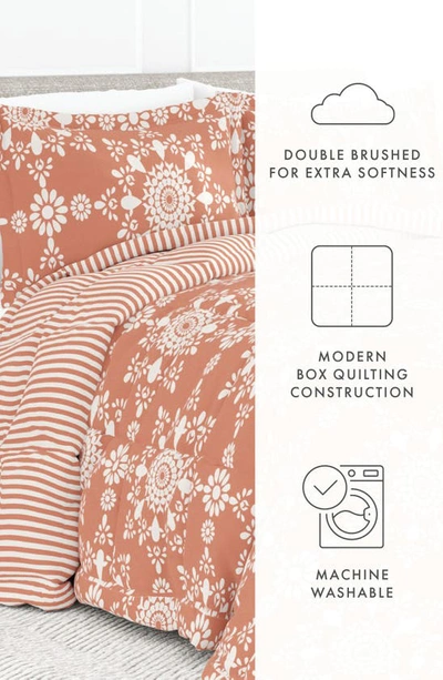 Homespun Premium Ultra Soft Daisy Medallion Reversible Down-alternative Comforter Set In Clay