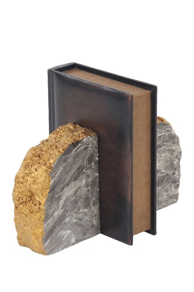 Shop Cosmo By Cosmopolitan Gray Polystone Geode Bookend With Goldtone Detail In Grey