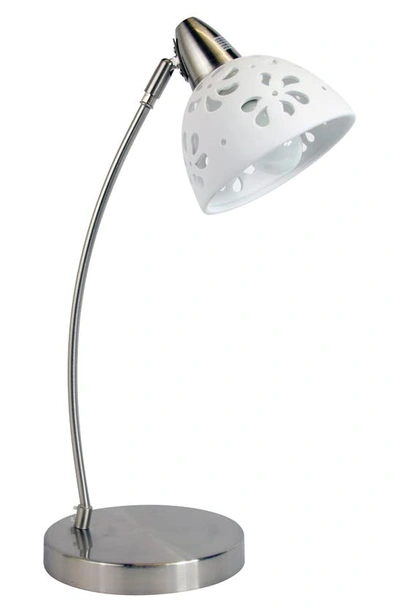 Shop Lalia Home White Floral Cutout Brushed Nickel Desk Lamp