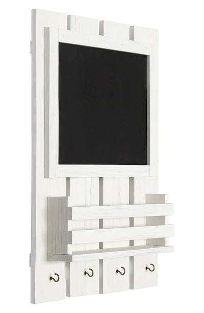 Lalia Home Chalkboard Sign Key Holder Wall Organizer In White Wash