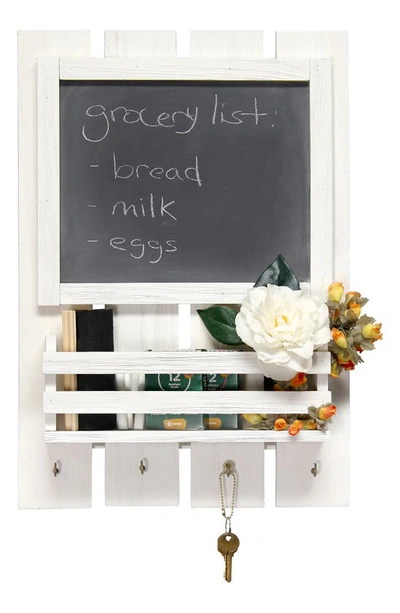Lalia Home Chalkboard Sign Key Holder Wall Organizer In White Wash