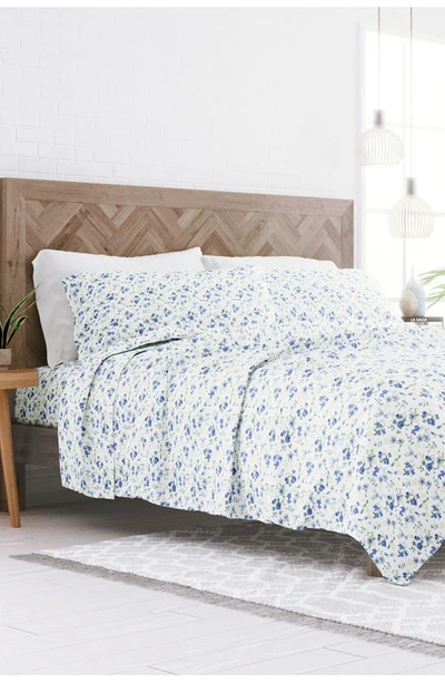Shop Homespun Premium Ultra Soft Blossoms Pattern 4-piece Bed Sheets Set In Light Blue