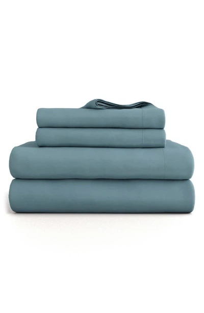 Homespun Solid Sheet 4-piece Set In Ocean