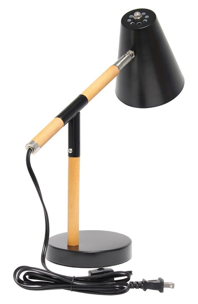 Lalia Home Black Matte Wood Pivoting Desk Lamp In Black Matte