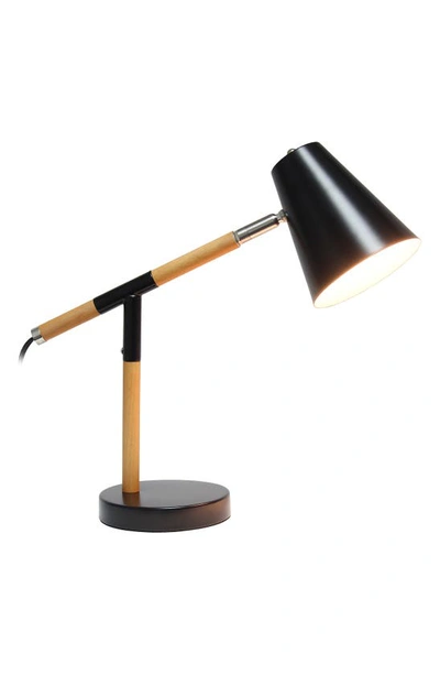 Lalia Home Black Matte Wood Pivoting Desk Lamp In Black Matte