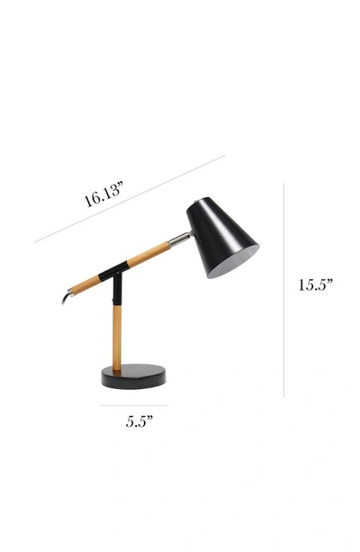Lalia Home Black Matte Wood Pivoting Desk Lamp In Black Matte