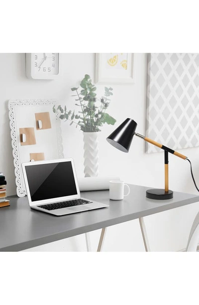 Lalia Home Black Matte Wood Pivoting Desk Lamp In Black Matte