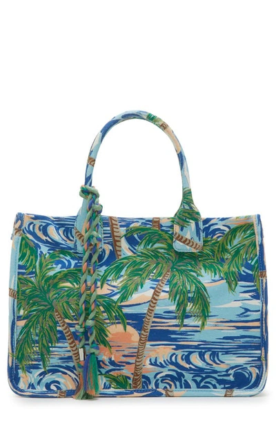 Shop Vince Camuto Orla Canvas Tote In Blue Palm