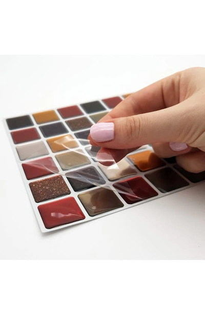 Shop Walplus Cream Brown And Cherry Glitter Mosaic 3d Sticker Tile 24-piece Set In Red/ Orange