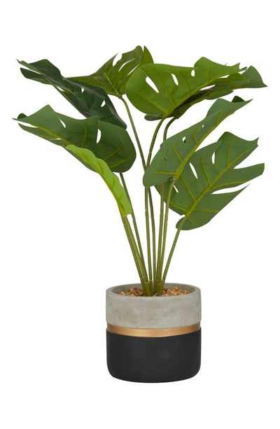 Ginger Birch Studio Green Faux Foliage Monstera Artificial Plant With Colorblock Pot In Green