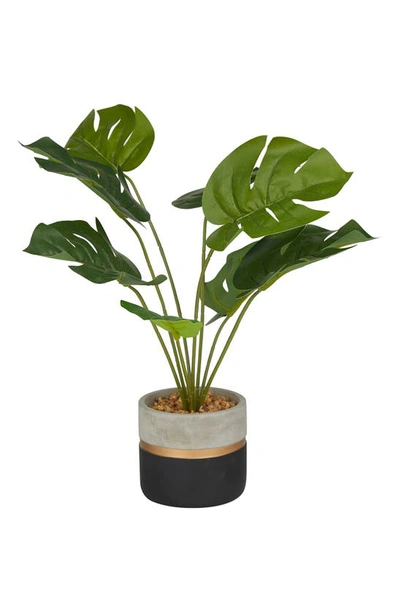 Ginger Birch Studio Green Faux Foliage Monstera Artificial Plant With Colorblock Pot In Green