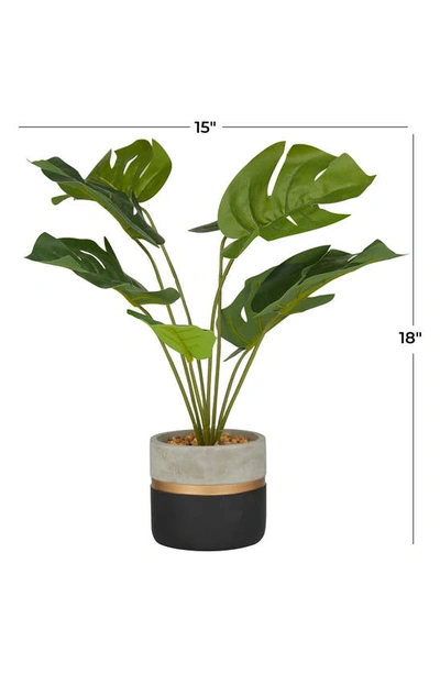 Ginger Birch Studio Green Faux Foliage Monstera Artificial Plant With Colorblock Pot In Green