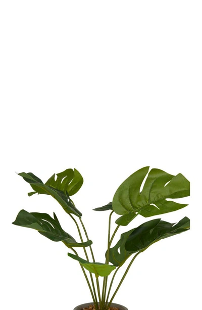 Ginger Birch Studio Green Faux Foliage Monstera Artificial Plant With Colorblock Pot In Green