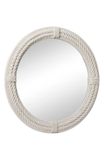 Shop Willow Row White Wood Coastal Wall Mirror With Wrapped Rope Accents