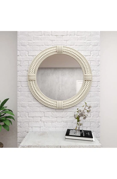 Shop Willow Row White Wood Coastal Wall Mirror With Wrapped Rope Accents