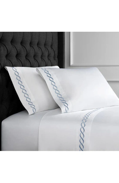 Melange 600tc Rope Embroidered 2-piece Duvet Set In Blue