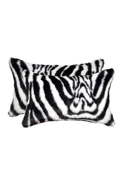 Shop Luxe Belton Faux Fur Pillow In Denton Zebra Black & White