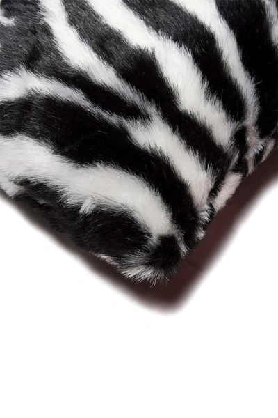 Shop Luxe Belton Faux Fur Pillow In Denton Zebra Black & White