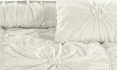 Shop Chic Hilton Floral Pinch Pleat Ruffle Bedding Set In White