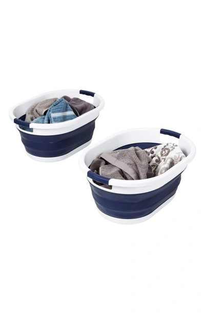 Shop Honey-can-do Collapsible Hamper In Navy Blue