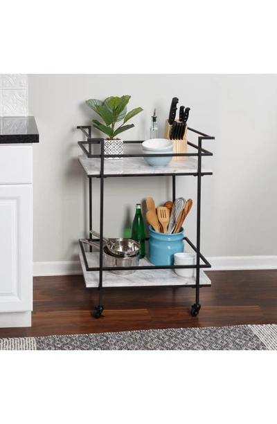 Honey-can-do 2-tier Faux Marble Bar Cart In Black