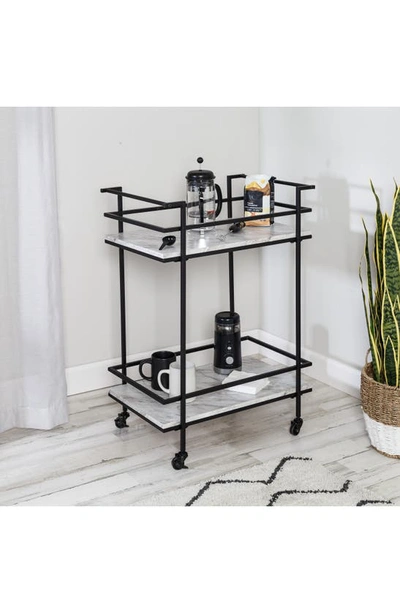 Honey-can-do 2-tier Faux Marble Bar Cart In Black