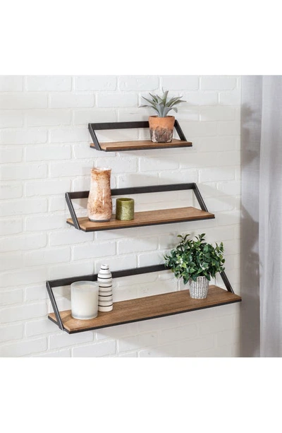 Shop Honey-can-do Metal & Wood Floating Wall Shelves In Rustic