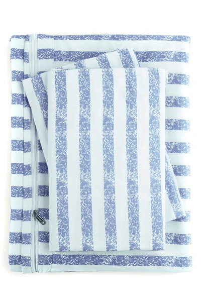 Homespun Premium Ultra Soft 3-piece Puffed Rugged Stripes Duvet Cover Set In Navy