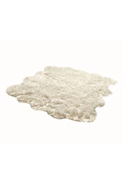 Luxe Gordon Faux Sheepskin Fur Rug In Off White