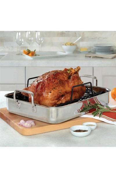 Shop Viking 3-ply Mirror Finish Roasting Pan With Carving Set In Silver
