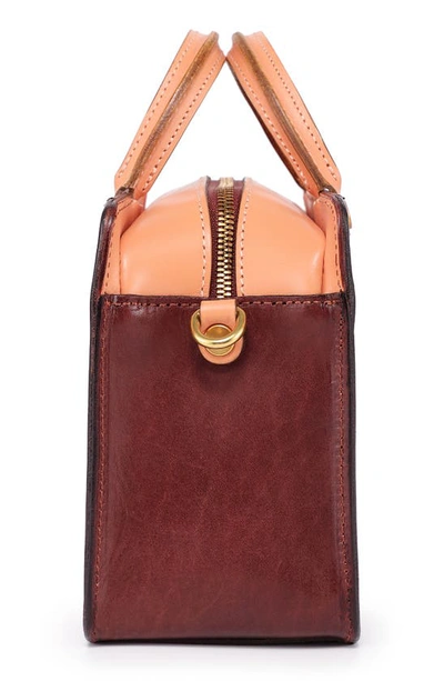 Shop Old Trend Colorblock Leather Tote Crossbody Bag In Brown