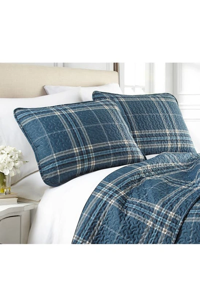 Southshore Fine Linens Plaid Collection- Luxury Premium Oversized Quilt Set In Blue