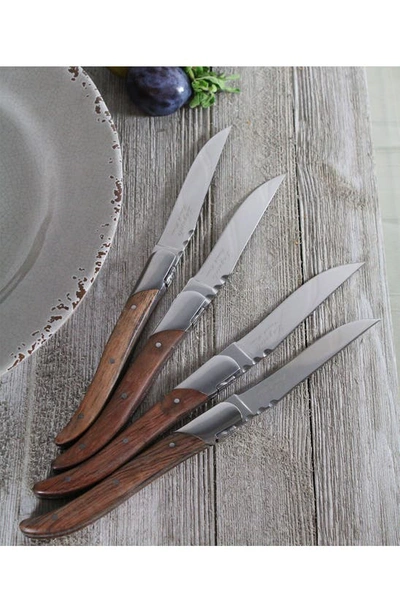 French Home Laguiole Connoisseur Rosewood Steak Knives In Wood Grain