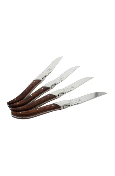 French Home Laguiole Connoisseur Rosewood Steak Knives In Wood Grain
