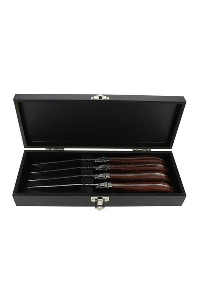 French Home Laguiole Connoisseur Rosewood Steak Knives In Wood Grain